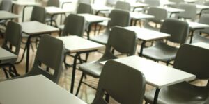 white table with black chairs